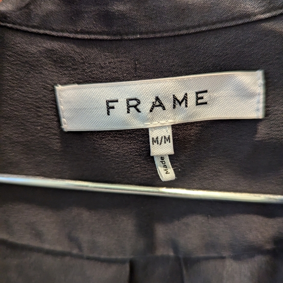 FRAME DENIM- THE STANDARD SHIRT 100% silk long sleeve black blouse size Med NWOT - Picture 2 of 6